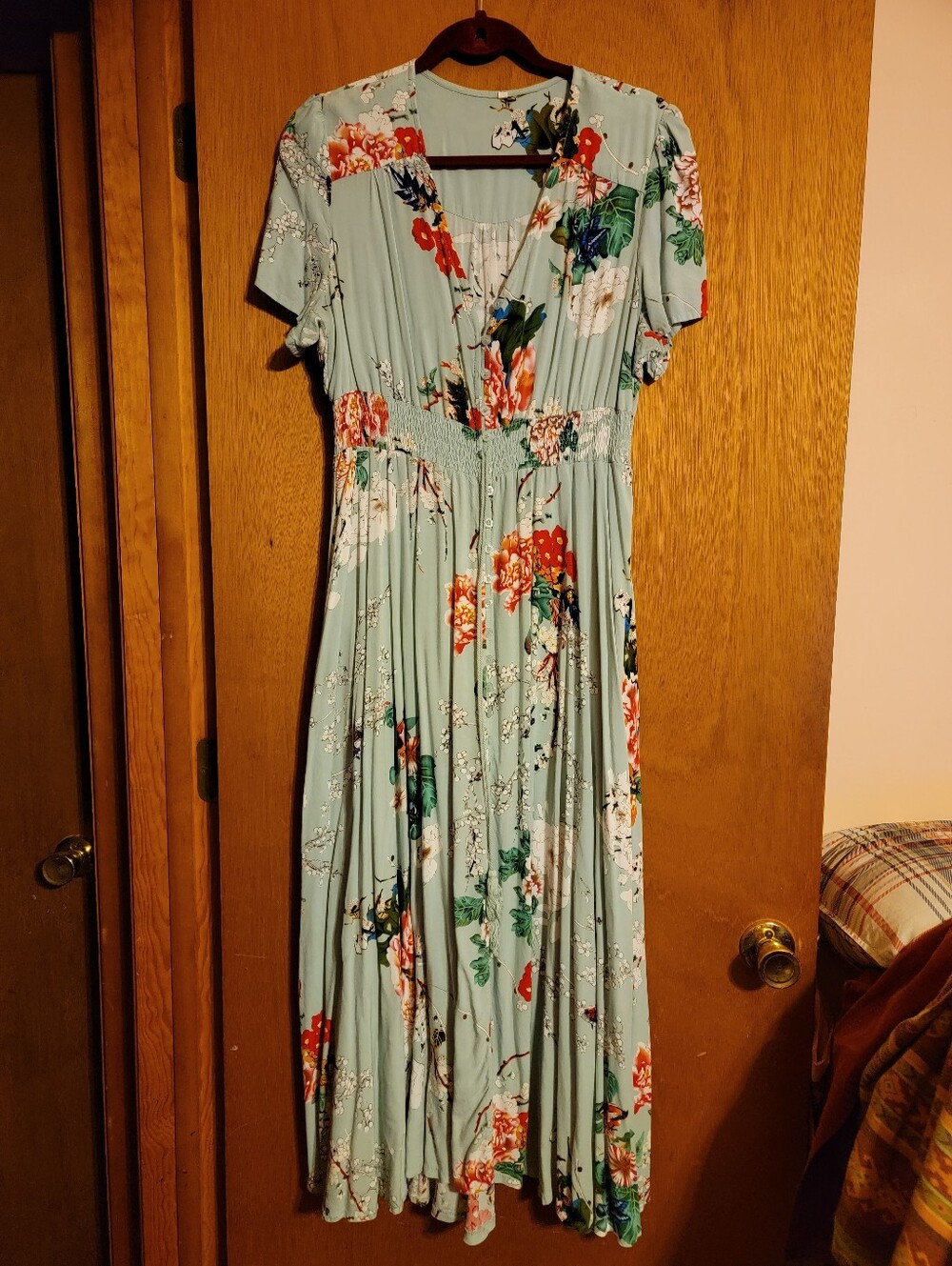 Mint Blue Green Floral Dress